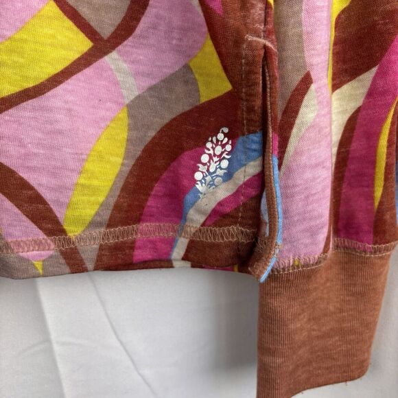 Free People Movement Keep Rolling Printed Tee Long Sleeve XS Geometric Y2K - Picture 2 of 12